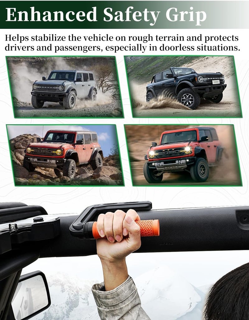 JROAD Bronco Aluminum Grab Handles Roll Bar Non-Slip Grip HandlesCompatible with Ford Bronco 2021-2025 Front or Rear Seat 4 Door Soft/Hard Top,Bronco Raptor Interior Accessories （2PCS/Orange） - Image 5